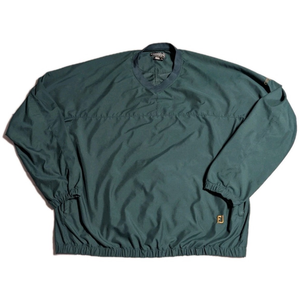 FootJoy Golf Windbreaker Pullover Mens XL Green V Neck Lightweight Jacket